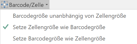 Excel Add-In Barcodes - Zelleinstellungen