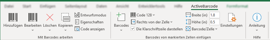 Excel-Add-In für Barcodes