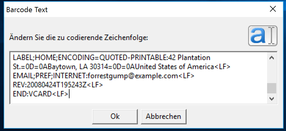 Barcode Generator mit mehrzeiliger Texteingabe