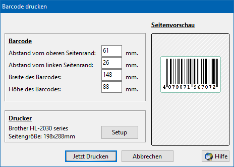 Barcode drucken mit dem Generator