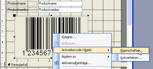 Barcode, Access 2000, XP, 2003