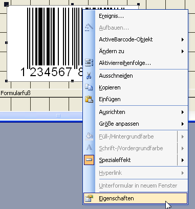 Barcode, Access 2000, XP, 2003