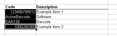 Barcode-Etiketten mit importierten Daten
