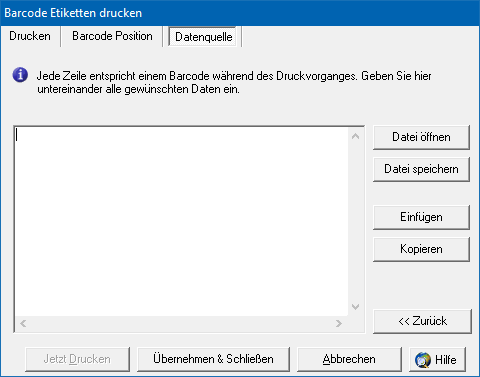 Barcode-Etiketten mit importierten Daten