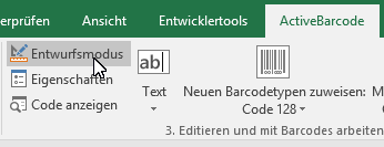 Barcode, Excel