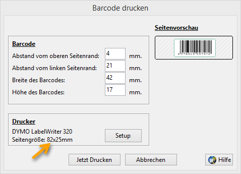 Barcodes auf fortlaufende Etiketten drucken