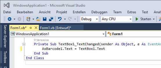 Barcode, Visual Studio