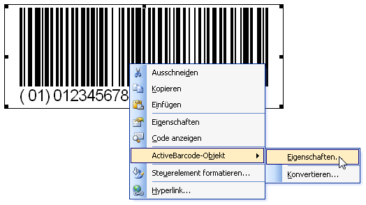 Barcode, Word 97-2003