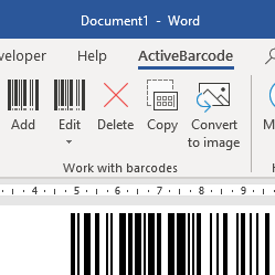 Word<br>Barcode Add-in